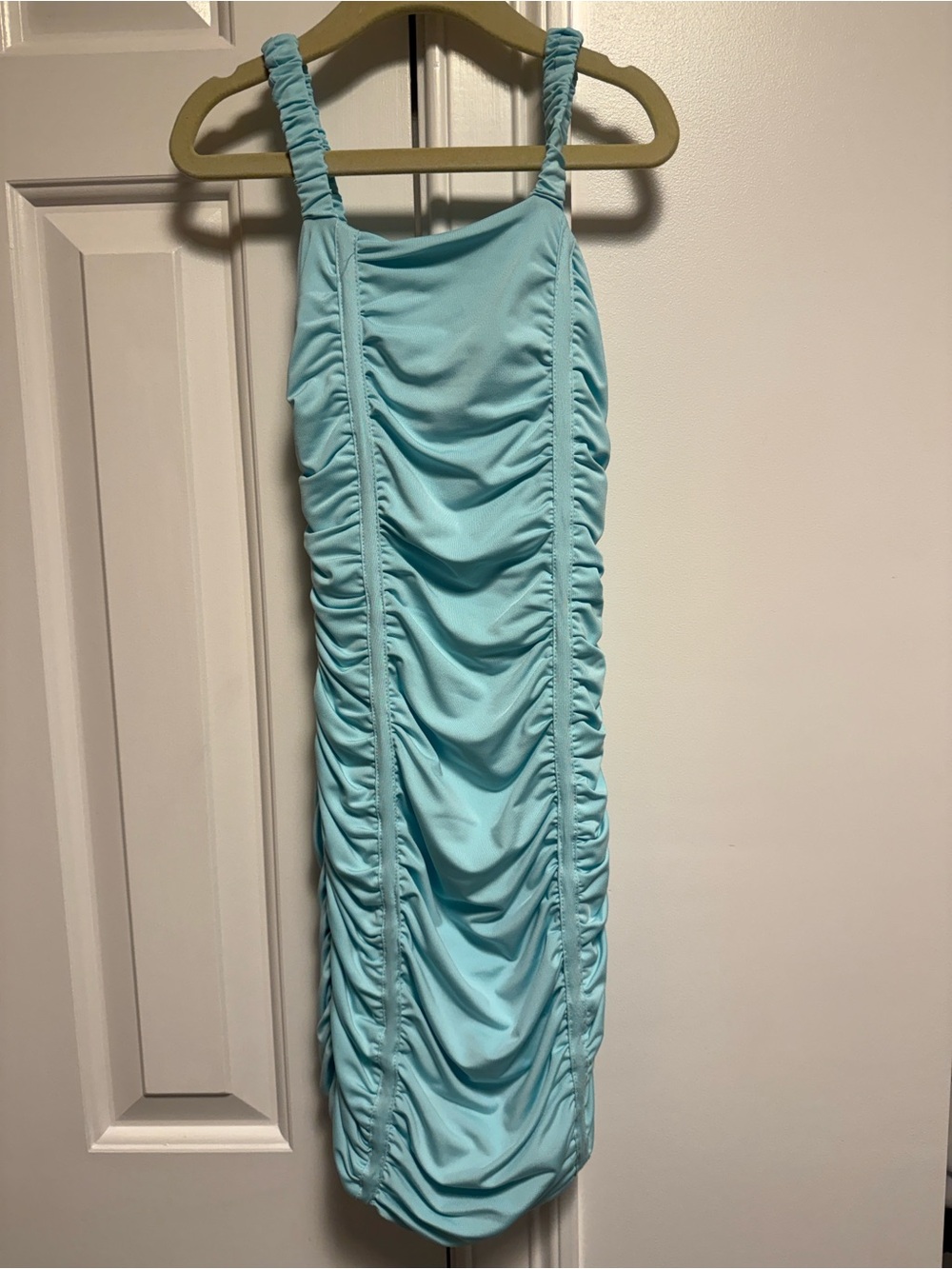 Katie J NYC Ruched Aqua Dress